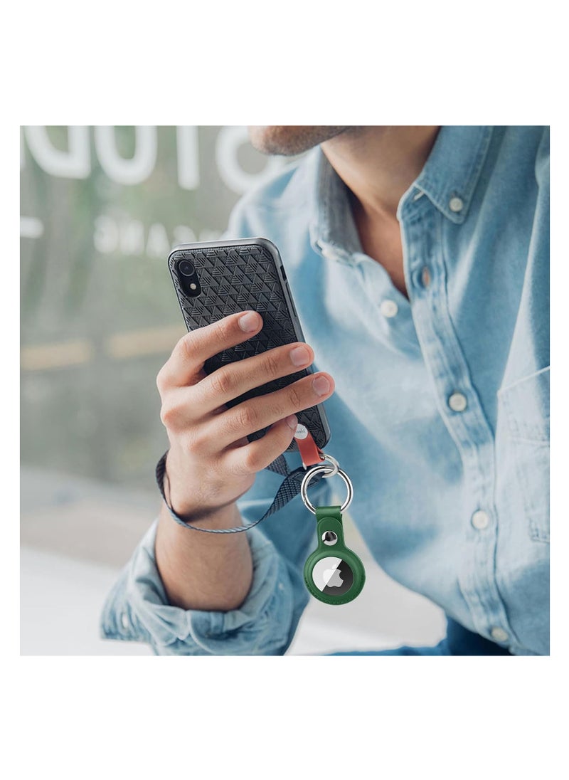 Generic - Leather AirTag Holder - Leather Case for AirTag Keyring for Keys, Bags, Luggage, Pet Collars - Anti-Lost and Scratch-Resistant Design for Apple Air Tags 2021 (Green) - Image 1