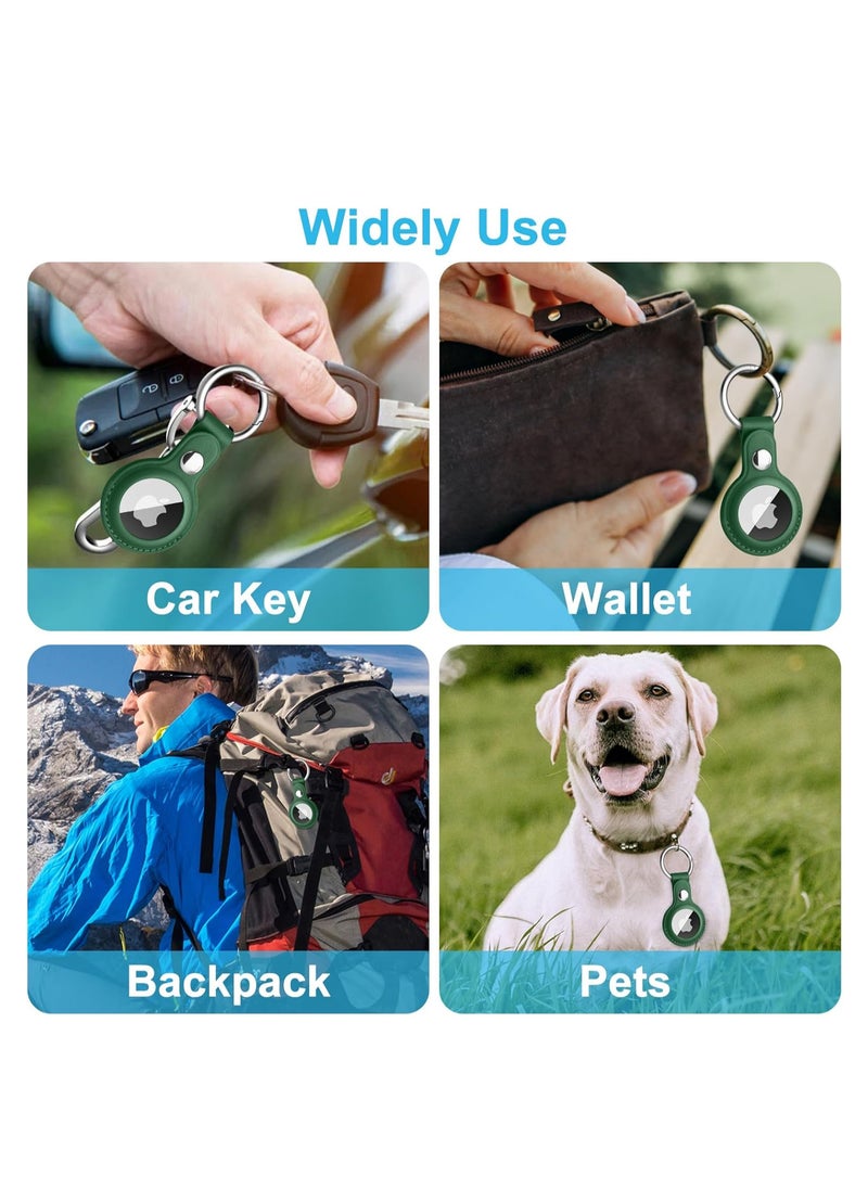 Generic - Leather AirTag Holder - Leather Case for AirTag Keyring for Keys, Bags, Luggage, Pet Collars - Anti-Lost and Scratch-Resistant Design for Apple Air Tags 2021 (Green) - Image 1