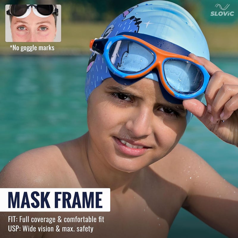 SLOVIC Swimming Goggles for Kids 10-14 Years [Orange] | Swimming Pool Accessories for Kid | Anti-Fog & UV Protected Goggles for Boys & Girls | Swimming Glasses for Kids with Adjustable Straps - Image 4