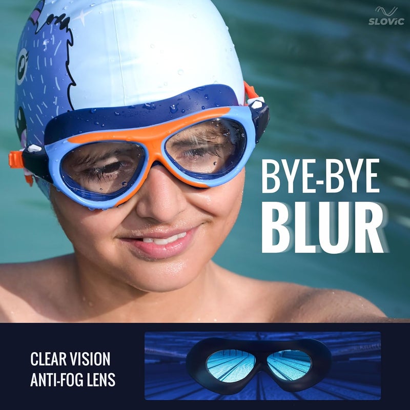 SLOVIC Swimming Goggles for Kids 10-14 Years [Orange] | Swimming Pool Accessories for Kid | Anti-Fog & UV Protected Goggles for Boys & Girls | Swimming Glasses for Kids with Adjustable Straps - Image 3