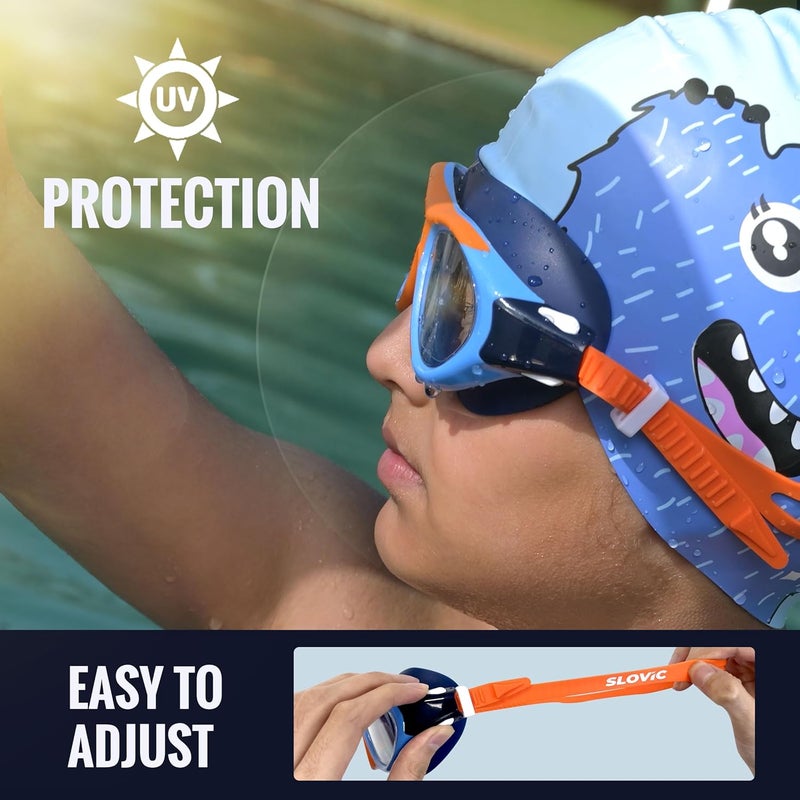 SLOVIC Swimming Goggles for Kids 10-14 Years [Orange] | Swimming Pool Accessories for Kid | Anti-Fog & UV Protected Goggles for Boys & Girls | Swimming Glasses for Kids with Adjustable Straps - Image 5