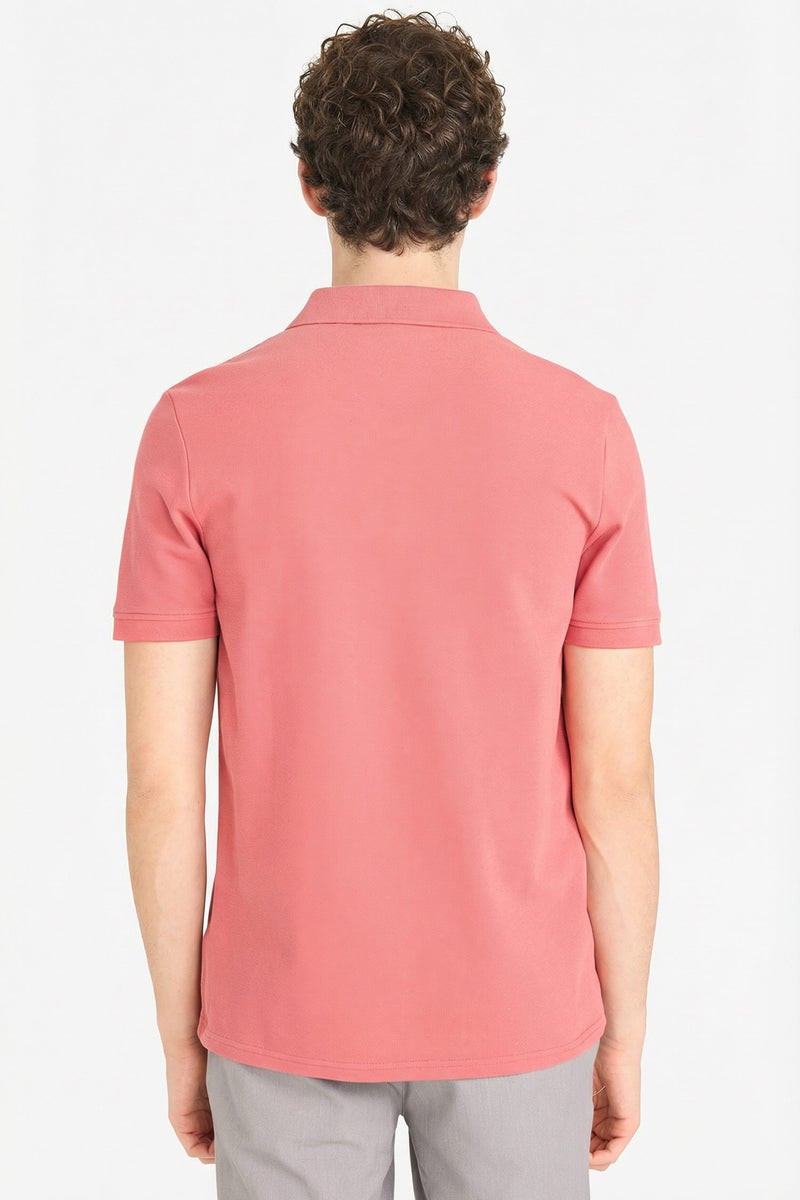 DeFacto Pink Man Cotton Polo T-Shirt Casual - Image 4