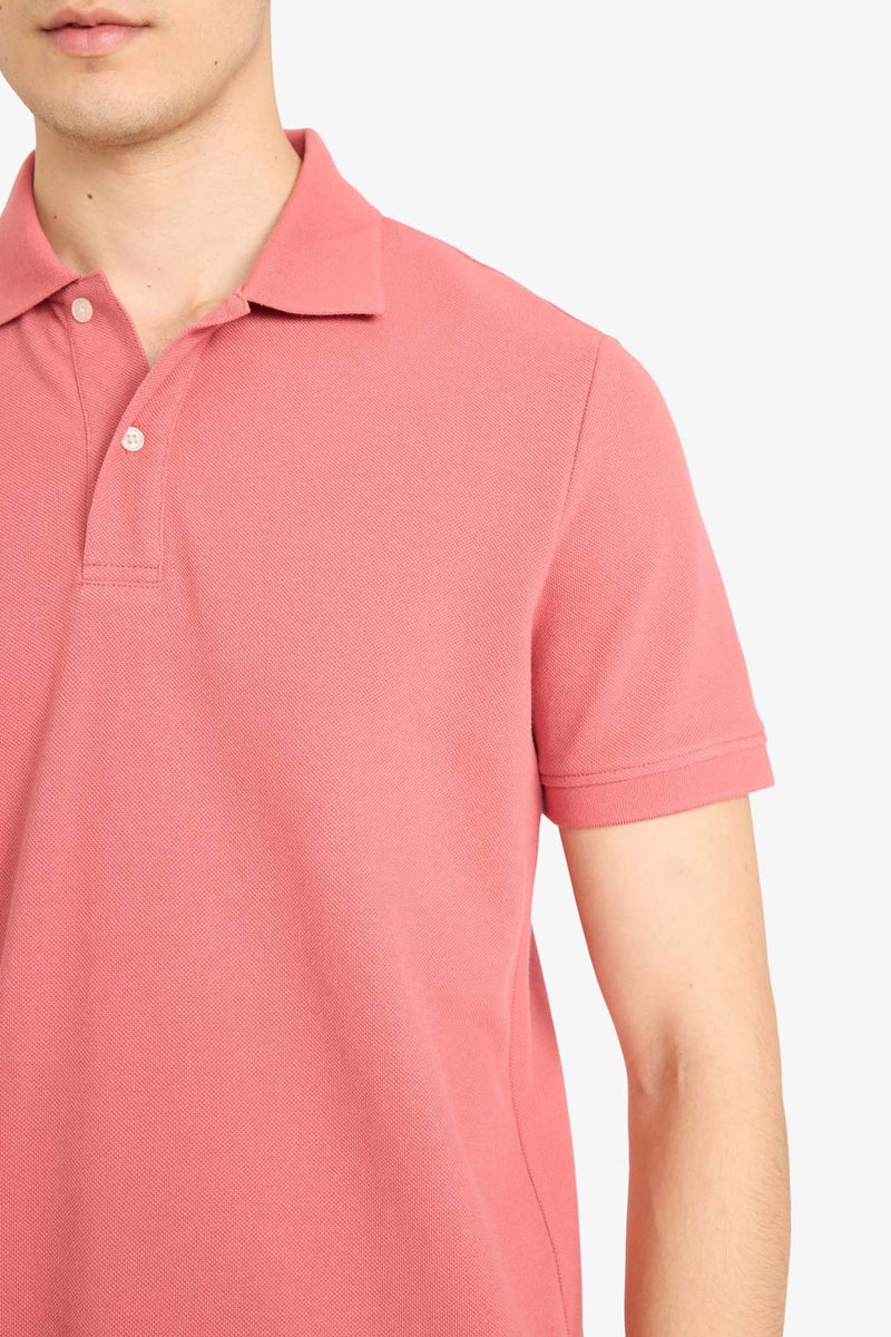 DeFacto Pink Man Cotton Polo T-Shirt Casual - Image 3