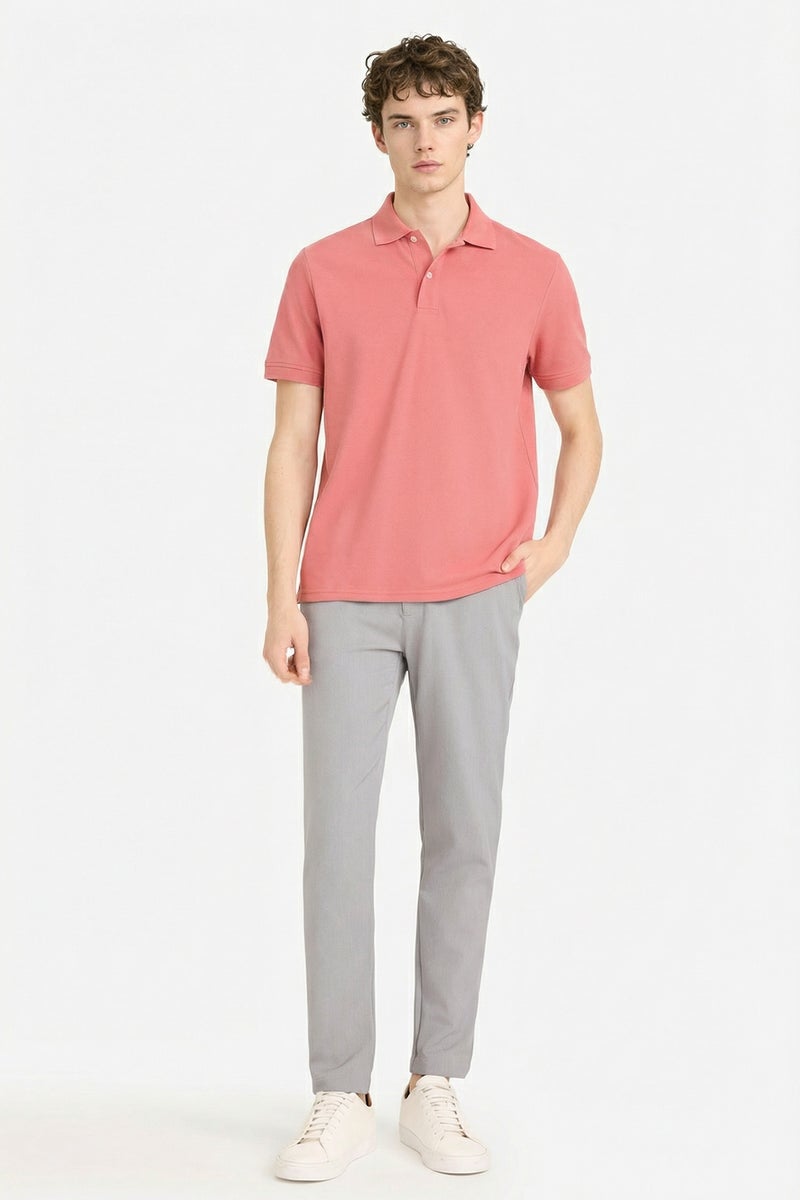 DeFacto Pink Man Cotton Polo T-Shirt Casual - Image 2