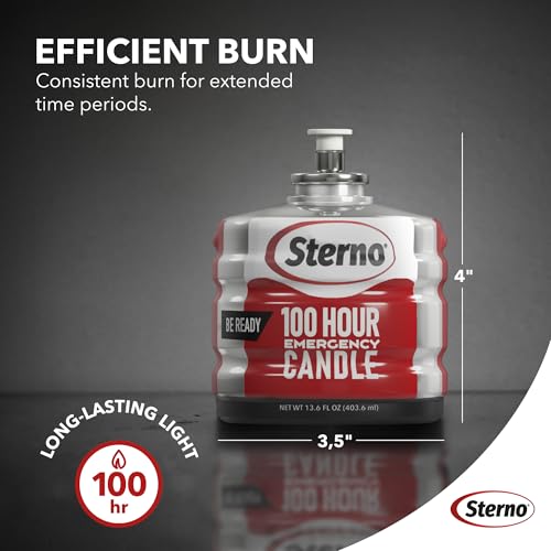 Sterno 100-Hour Emergency Candles - Long Burning Unscented Candles for Emergencies and Power Outages - Burns Up to 100 Hours - Set of 6 - Clean Burning Liquid Paraffin - Image 3