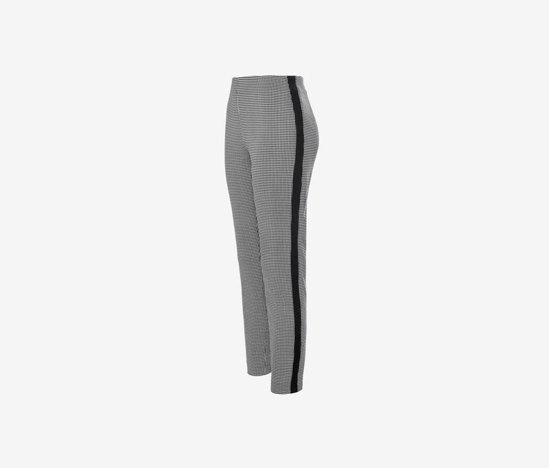 Tchibo Women Slim Fit Checkered Stretchable Trouser, Black  - Image 2