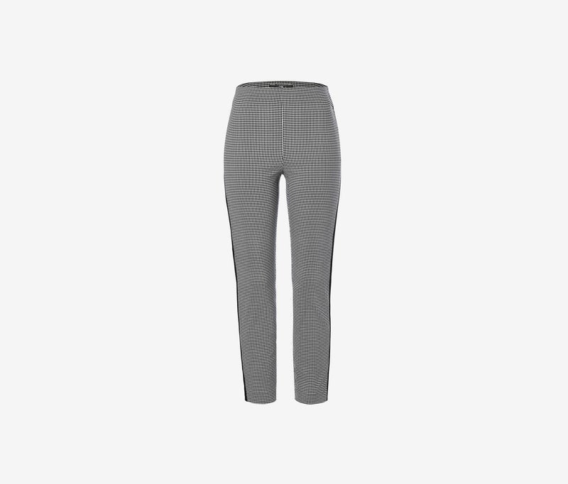 Tchibo Women Slim Fit Checkered Stretchable Trouser, Black  - Image 3