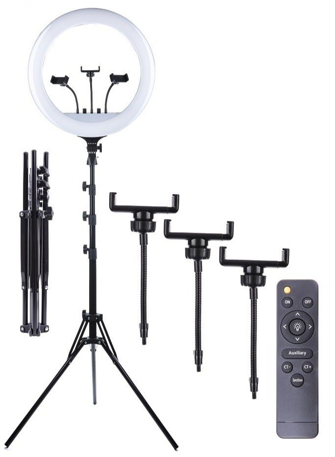 RL-18 LED Ring Light 18 Inch Soft Ring Light for Smartphones Camera YouTube TikTok Videos with Tripod & 3 phone Holders - Image 1