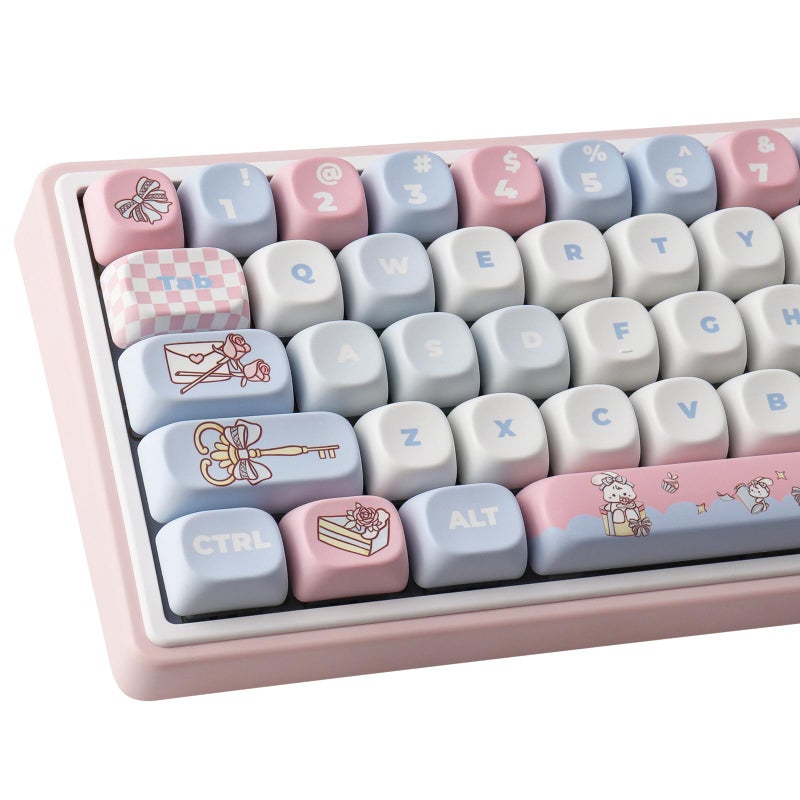 TYRIXKI PBT Keycaps 134 Keys MOA Profile Cute Keycaps Dye-Sublimation Alice Bunny Keycap Set Custom Keycap for Cherry Gateron MX Swithes Mechanical Keyboards - Image 1