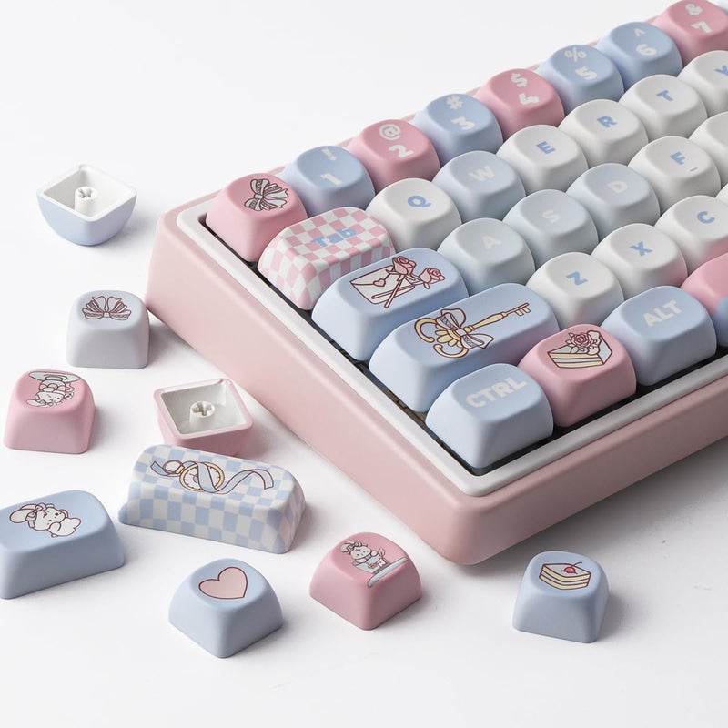 TYRIXKI PBT Keycaps 134 Keys MOA Profile Cute Keycaps Dye-Sublimation Alice Bunny Keycap Set Custom Keycap for Cherry Gateron MX Swithes Mechanical Keyboards - Image 5