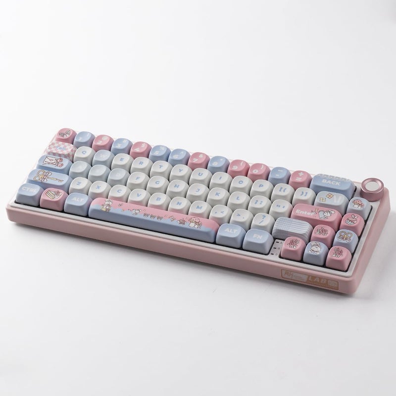 TYRIXKI PBT Keycaps 134 Keys MOA Profile Cute Keycaps Dye-Sublimation Alice Bunny Keycap Set Custom Keycap for Cherry Gateron MX Swithes Mechanical Keyboards - Image 4