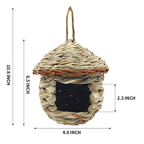 Eeaivnm 3 Pack Hummingbird House, Hand Woven Bird Nest for Outdoors Hanging, Small Grass Bird Houses for Outside, Natural Fiber Bird Hut Roosting Pocket for Finch Canary Chickadee - Image 5