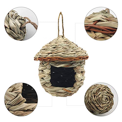 Eeaivnm 3 Pack Hummingbird House, Hand Woven Bird Nest for Outdoors Hanging, Small Grass Bird Houses for Outside, Natural Fiber Bird Hut Roosting Pocket for Finch Canary Chickadee - Image 2
