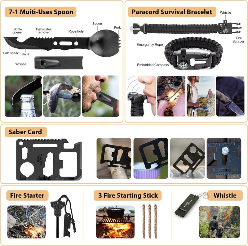 HIHEGD 250Pcs Survival Gear First Aid Kit with Molle System Compatible Bag and Emergency Tent - Image 5