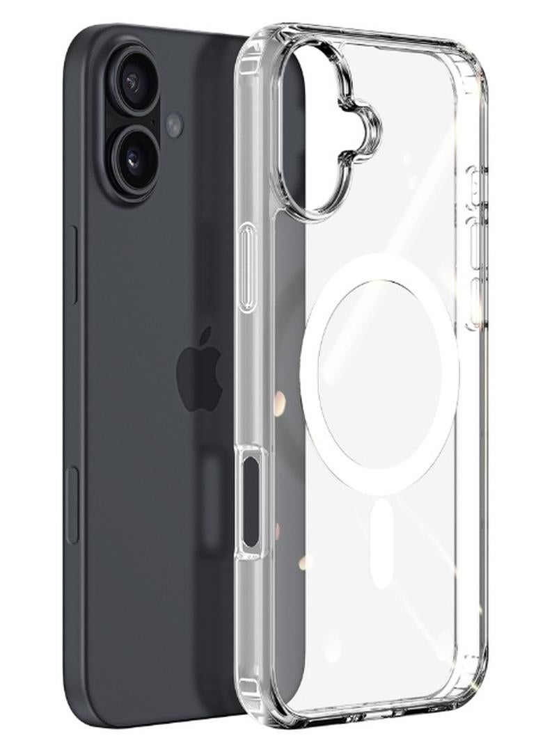 MMG iPhone 16 Clear Magnetic Cover | Mag Safe Compatible | Hybrid Protective Crystal Clear Hard Back Case | Shockproof Silicone Frame | Anti Yellowing | Slim Transparent Case for Apple iPhone 16 - Image 1