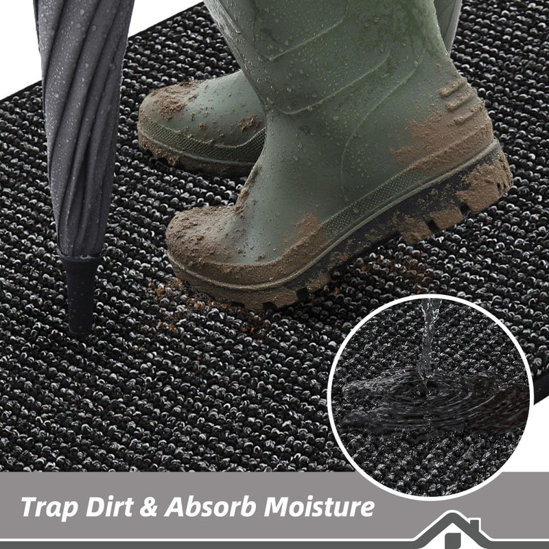 BEQHAUSE Dirt Trapper Door Mat 20" x 32", Non-Slip Washable Doormats Entrance Mat, Dirt Resistant and Absorbent Welcome Mat, Low Profile Floor Mats for Front Back Door and Entryway, Black - Image 3