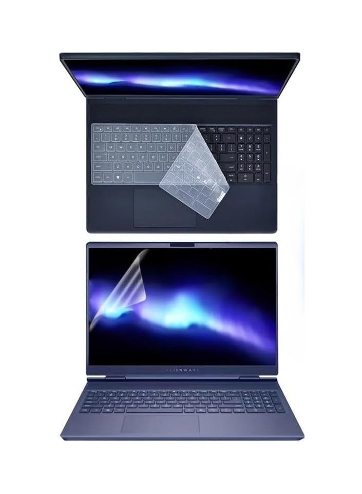 Compatible with 16'' Dell Alienware 16X Aurora AC16251 (2025),Full Transparency Silicone Laptop Keyboard Cover and Scratch Resistant Screen Film - Image 1