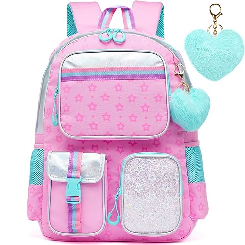 Meetbelify Pink Aesthetic Backpack for Elementary School Girls, 8-10 - Image 1