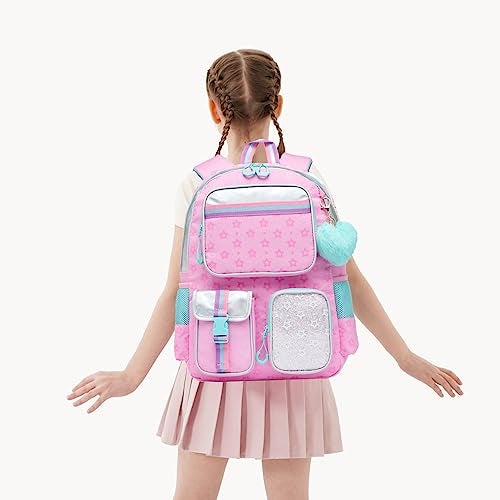 Meetbelify Pink Aesthetic Backpack for Elementary School Girls, 8-10 - Image 2
