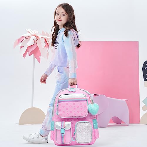 Meetbelify Pink Aesthetic Backpack for Elementary School Girls, 8-10 - Image 3