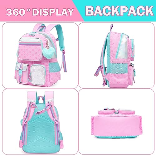 Meetbelify Pink Aesthetic Backpack for Elementary School Girls, 8-10 - Image 5