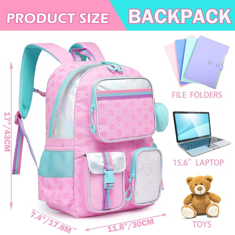 Meetbelify Pink Aesthetic Backpack for Elementary School Girls, 8-10 - Image 4