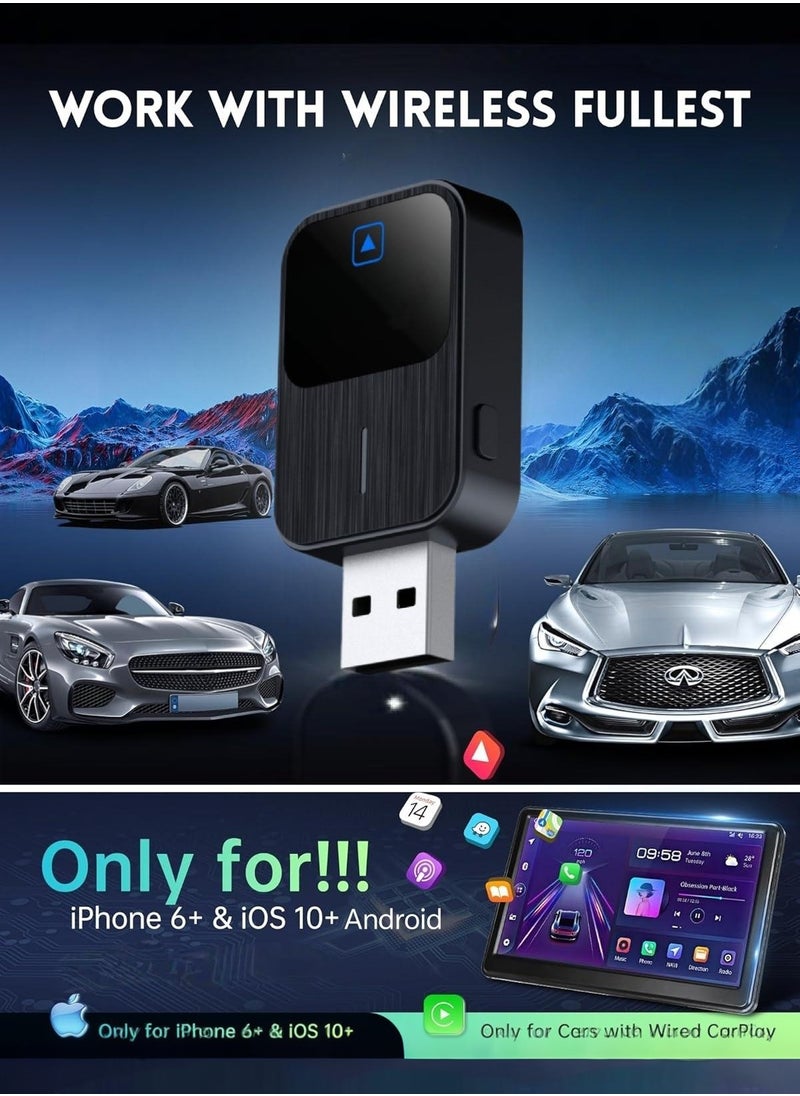 Generic - 2025 New,Wireless CarPlay Adapter- Mini Edition, Wired to Wireless for OEM Cars Wired Carplay/Android auto Dual mode Plug&Play FOTA Wireless Adapter for Apple iPhone iOS 10+ & Cars from 2015 - Image 1