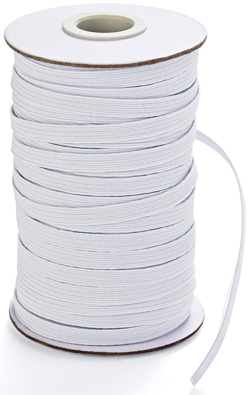 XKDOUS Elastic Band for Sewing, 1/4 Inch 40 Yards White Knit Elastic Bands High Elastic Cord for Sewing Waistband and Pants Waist - Image 1