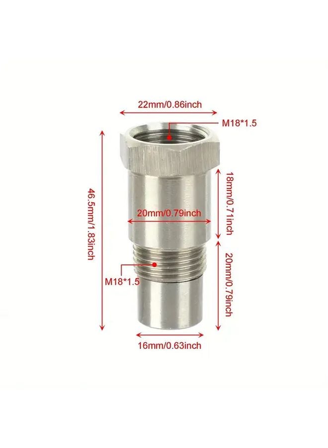 محول تمديد من الفولاذ المقاوم للصدأ 304 مقاس M18X1.5 لأجهزة استشعار السيارات، قطعة واحدة - Image 1