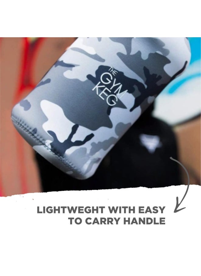 THE GYM KEG زجاجة مياه رياضية رسمية بسعة 2 لتر، معزولة 2.2 لتر، مقبض حمل، تمارين اللياقة البدنية، زجاجة مياه كبيرة بسعة 2 لتر، صديقة للبيئة، خالية من مادة BPA، بلاستيك سميك 40 درجة، مموهة حضرية  - Image 4