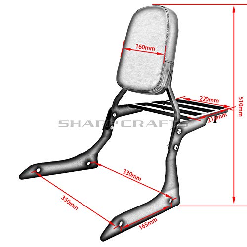 Motorcycle Upgrader Motorcycle Passenger Sissy Bar Backrest + Luggage Rack for Yamaha Stryker 1300 XVS1300 2011-2017 - Image 3