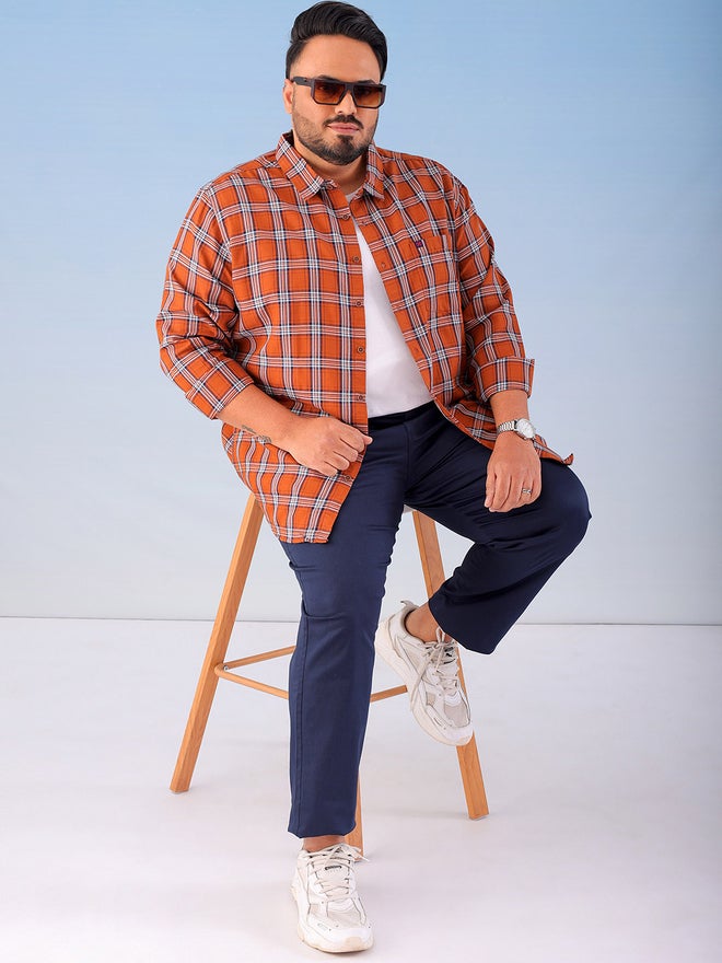 HARDSODA قميص هارد صودا بلون بني ومربعات كبيرة الحجم - Image 2