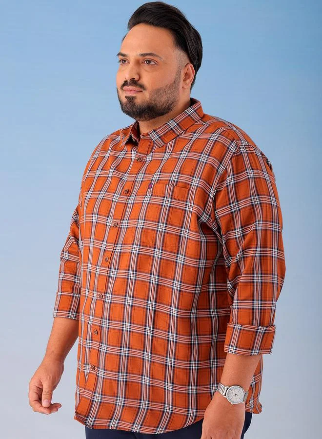Take Two  Plus Size Brown Checked Shirt By Hardsoda for Men | Best Price UAE