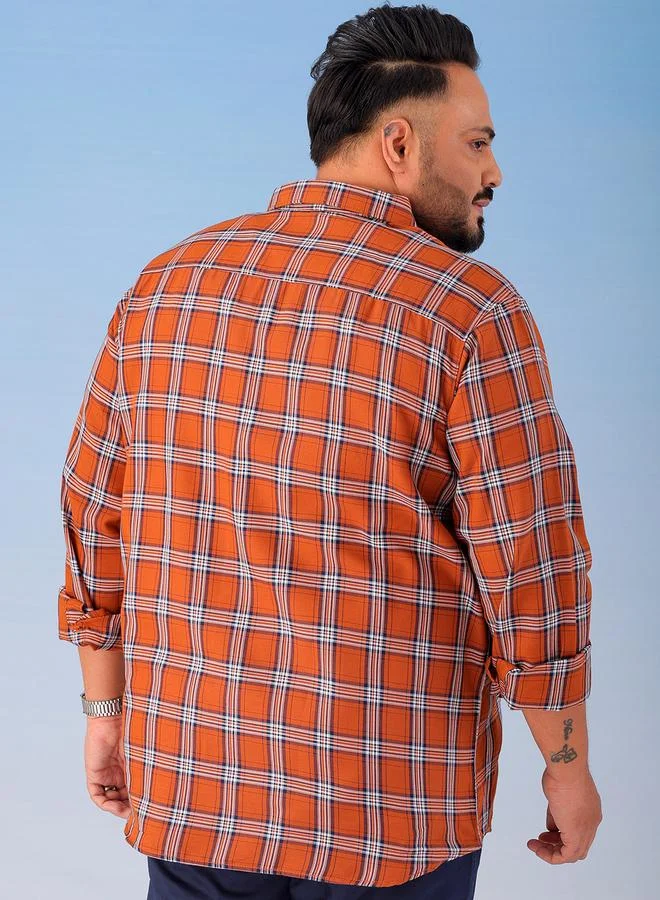 Take Two  Plus Size Brown Checked Shirt By Hardsoda for Men | Best Price UAE