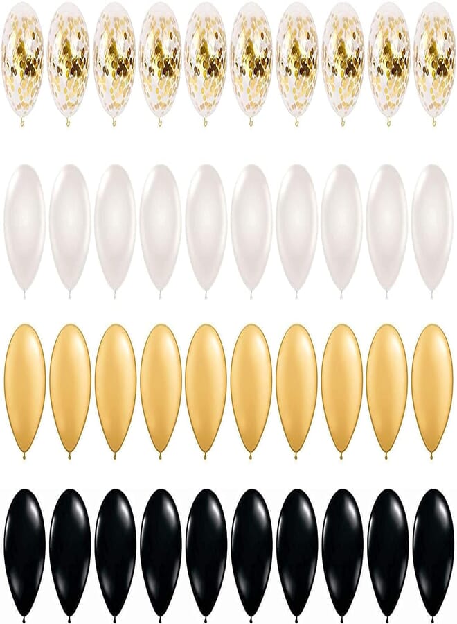 Secret 40 pcs Black White Gold Confetti and Gold Metal Latex Balloons for Wedding Birthday Grad Party and Graduation Decoration