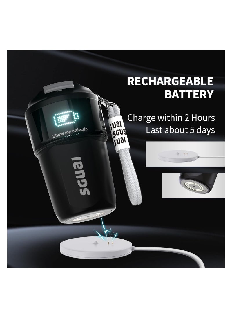 SGUAI - SGUAI Unique Smart Water Bottle Smart Coffee Cup with LED Temperature Pixel Display by APP Control Smart Insulated Novelty Mug Water Flask for Unique Presents 12oz Black - Image 1
