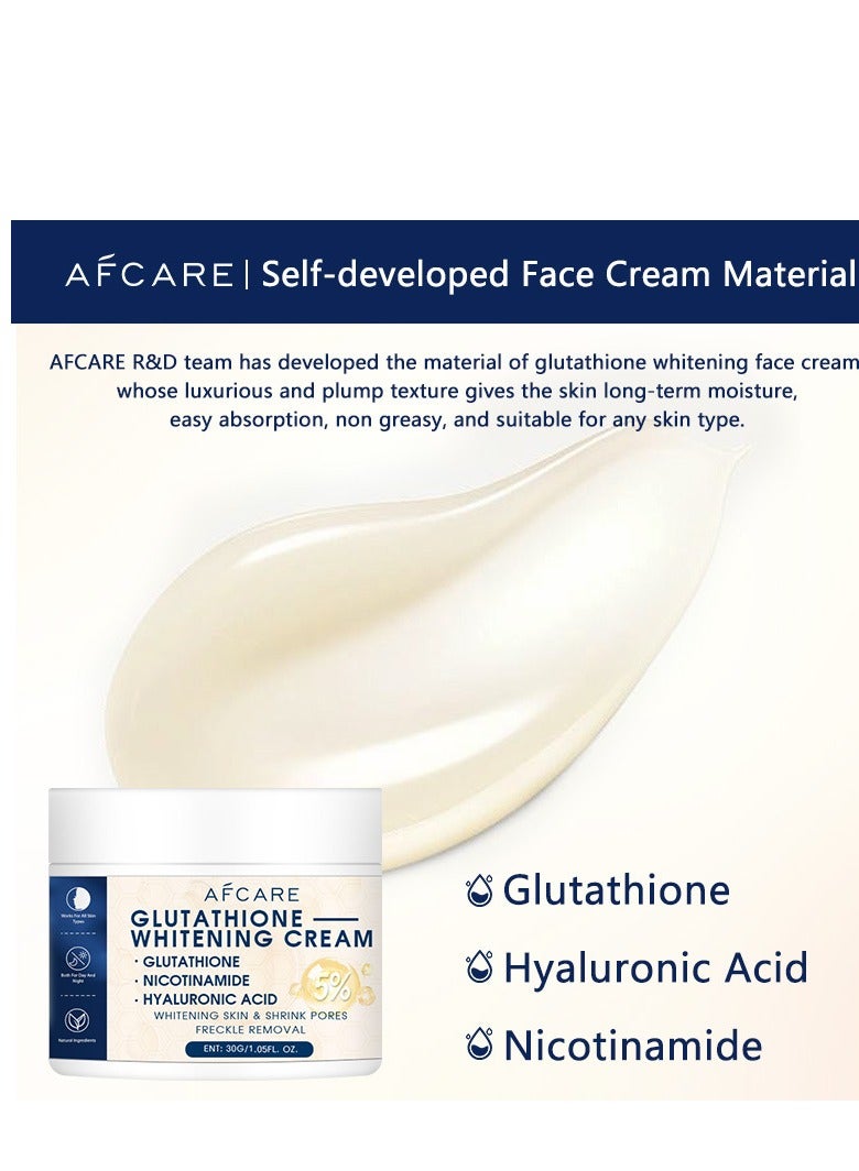 AFCARE Glutathione Whitening Cream, Prevent Aging Moisturizing Skin Brightener Cream, Smoothing Brightening Cream, White Lightening Beauty Cream 30G - Image 4