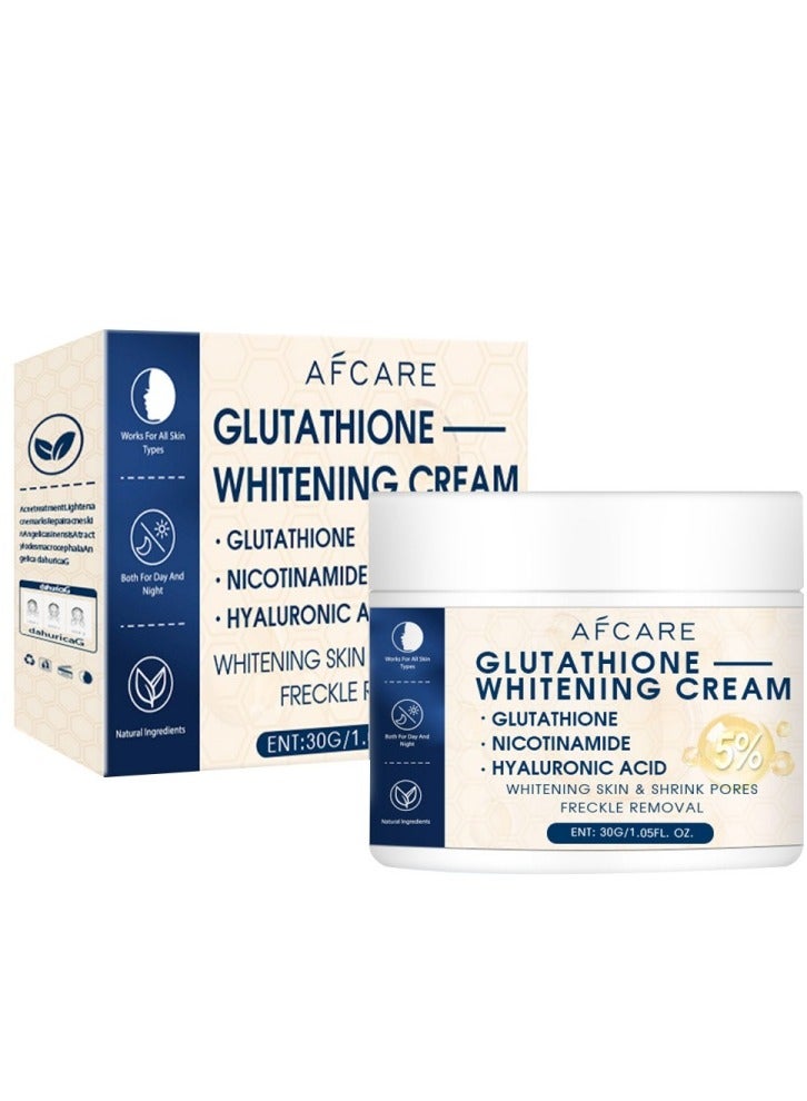 AFCARE Glutathione Whitening Cream, Prevent Aging Moisturizing Skin Brightener Cream, Smoothing Brightening Cream, White Lightening Beauty Cream 30G - Image 1
