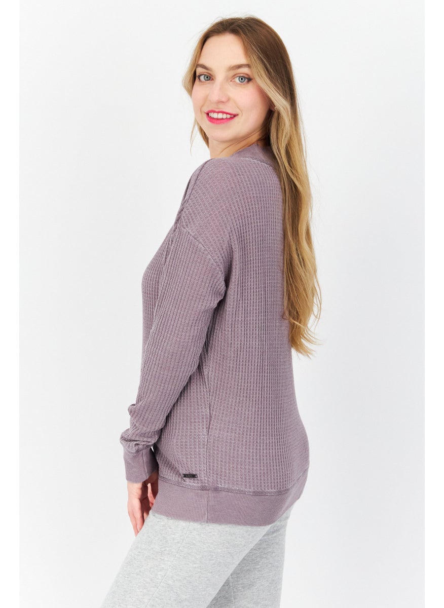 Marc New York Women Crew Neck Knitted Long Sleeves Sweater, Mauve  - Image 4