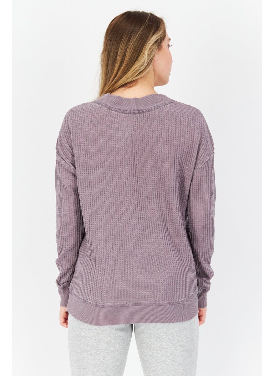 Marc New York Women Crew Neck Knitted Long Sleeves Sweater, Mauve  - Image 3