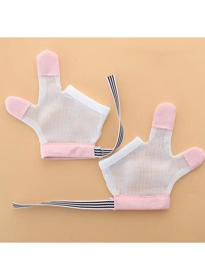 Stop Thumb Sucting, 1 Pair Baby Anti Eating Gloves No Scratch Breathable Finger Thumb Protector Thumb Sucting Stop for Kids Stop Thumb Fingers Sucting - Image 1