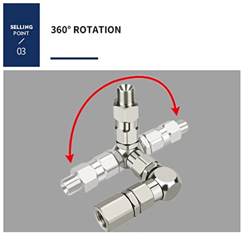 ZHUITU 1/4" Z-Type Rotary Joint Paint Sprayer Pump Accessory - Z-Swivel 6500PSI Stainless Steel 360 Universal Rotation Connector - Image 4