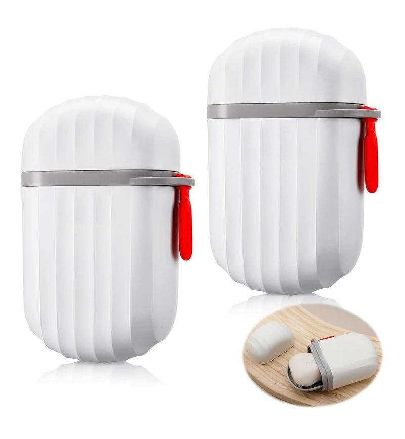 RECLUSE Pack of 2 Travel Soap Holder - Portable Waterproof Leakproof Draining Layer Travel Soap Box Case Holder Plastic Drain soap Dish, Ideal for Outdoor Bathroom Hiking, Camping and Travel Use - Image 1
