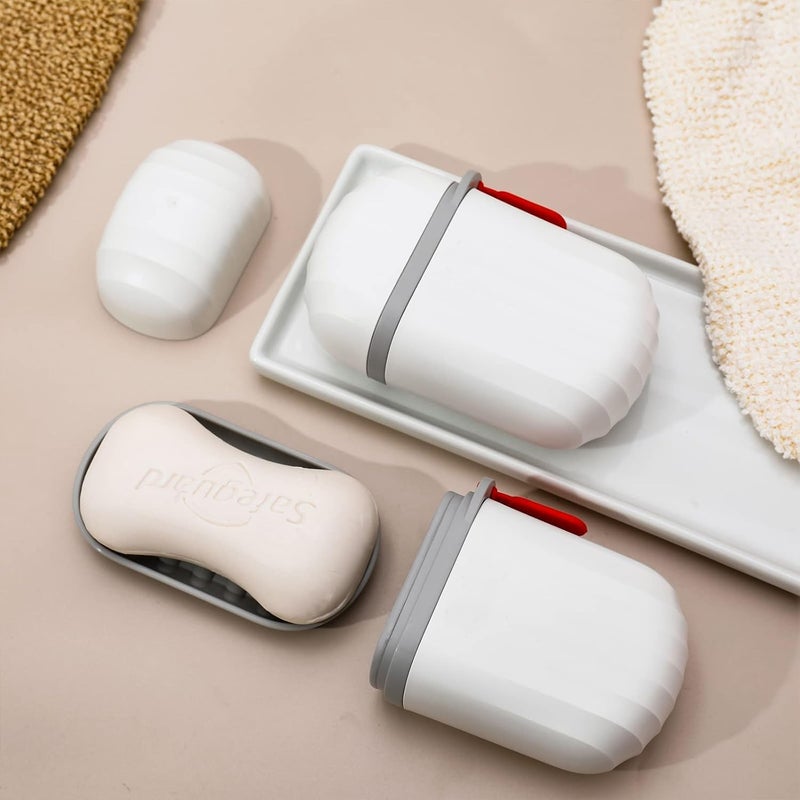RECLUSE Pack of 2 Travel Soap Holder - Portable Waterproof Leakproof Draining Layer Travel Soap Box Case Holder Plastic Drain soap Dish, Ideal for Outdoor Bathroom Hiking, Camping and Travel Use - Image 2