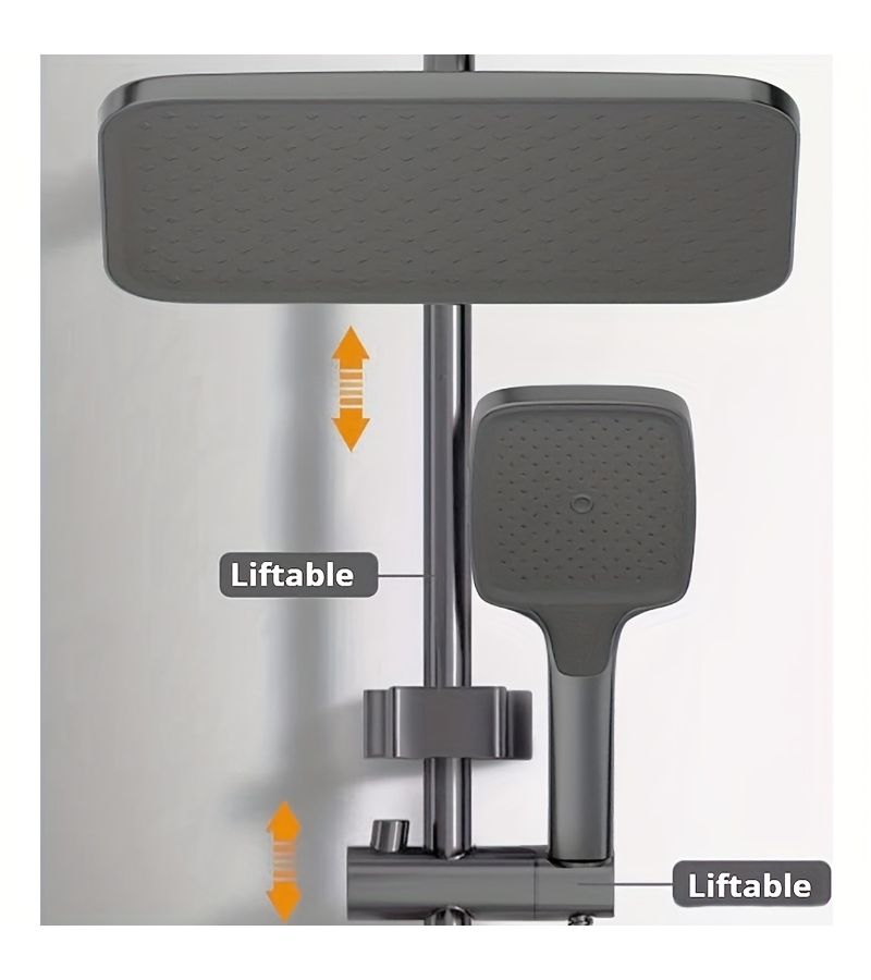 13 Inch Wide Panel Rain Shower Set 4 Function Wall Mounted Bathroom Shower System One Click Control Dense Spray Ambient Light Sleek Matte Grey Fixture Daily Home Use - Image 2