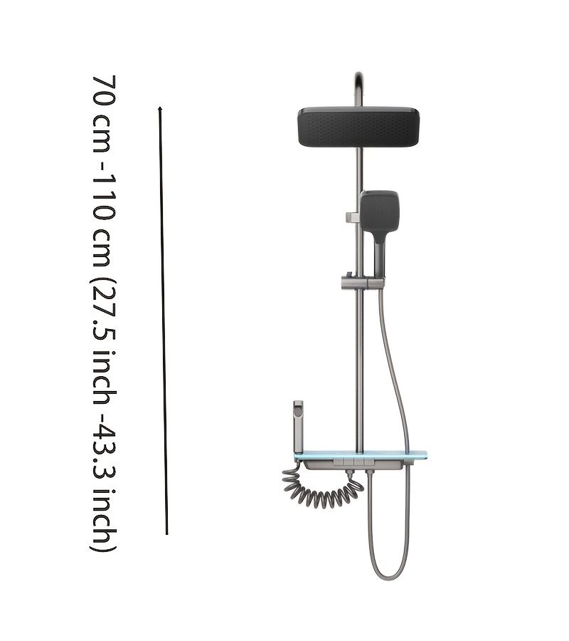 13 Inch Wide Panel Rain Shower Set 4 Function Wall Mounted Bathroom Shower System One Click Control Dense Spray Ambient Light Sleek Matte Grey Fixture Daily Home Use - Image 1