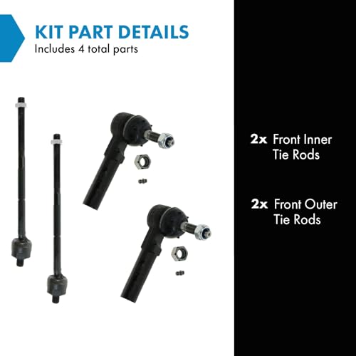 TRQ Front Tie Rod Set Compatible with 2001-2010 Chrysler PT Cruiser 2000-2005 Dodge Neon 2000-2001 Plymouth - Image 2