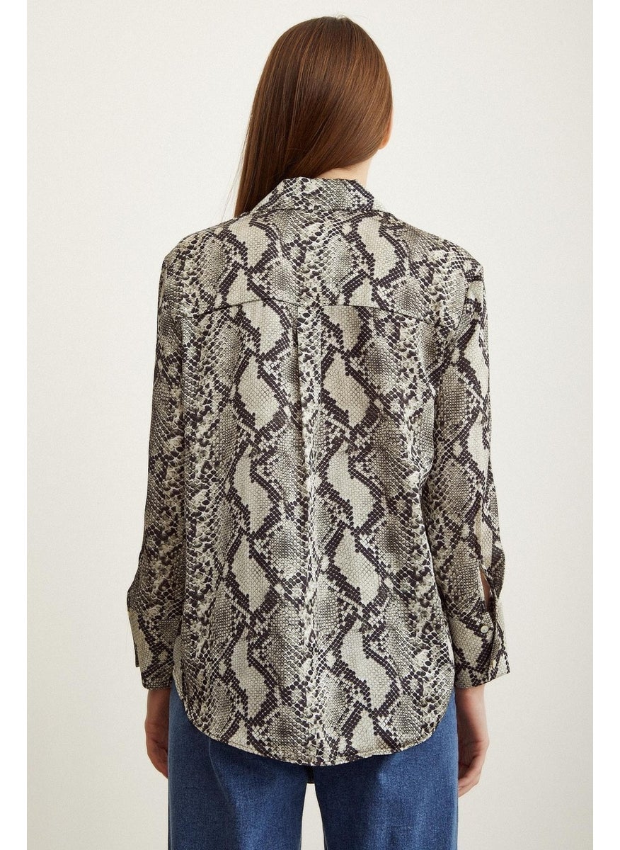 Never More Snake Pattern Satin Shirt  - Image 4