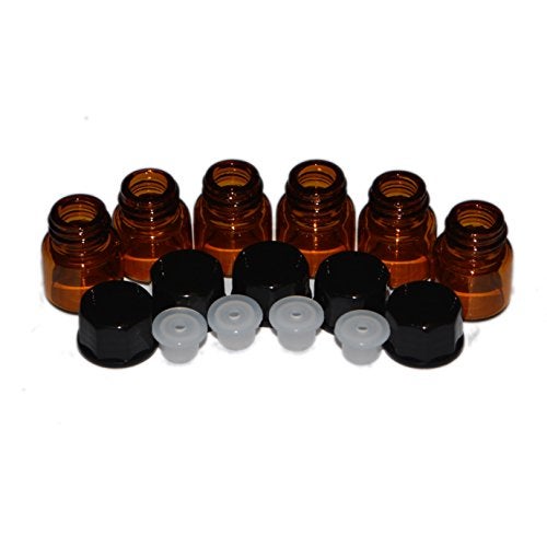 Simply Essential Solutions 100pcs 1ml (1/4 dram) Amber Mini Glass Bottle 1cc Amber Sample Vial Small Essential Oil Bottle Travel Must + one 7 Chakra Bracelet with Volcanic Lava for essential oil diffusing - Image 3