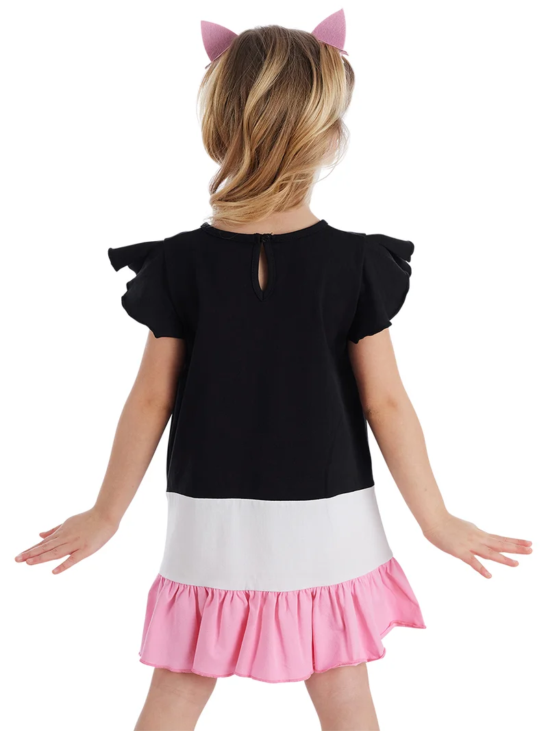 Denokids Cat Ruffled Girl Dress